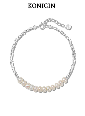 碎银子淡水珍珠手链女s925纯银
