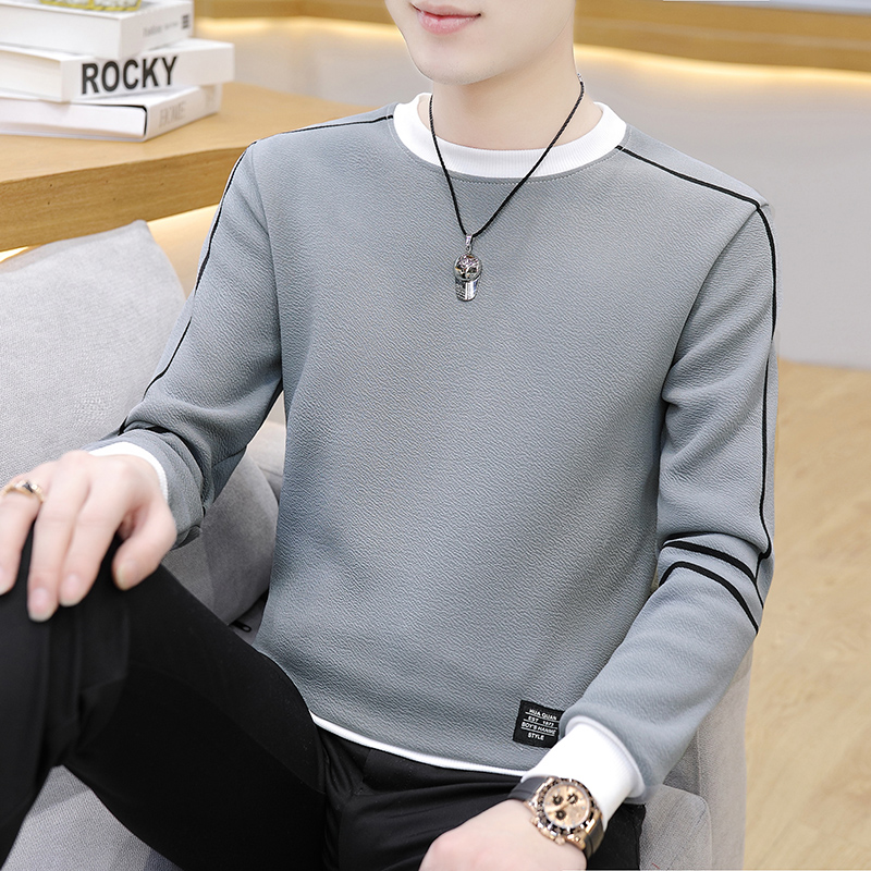 Autumn new style sweater long sleeve T-shirt round neck slim fitting Pullover casual loose youth student men's wear