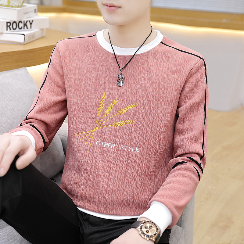 Autumn men's sweater long sleeve T-shirt round neck slim fitting Pullover casual loose young students' men's wear