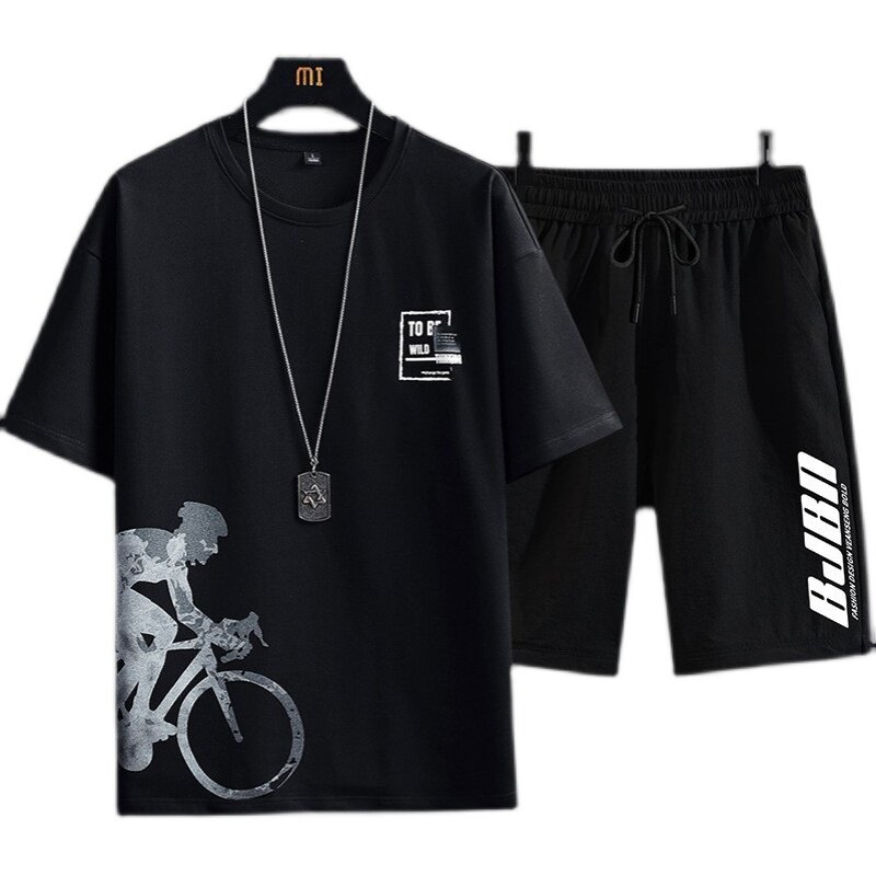 休闲运动套装男韩版2023夏季新款T恤男士短袖时尚两件套DT13-P25,男装休闲套装,星座1402-1