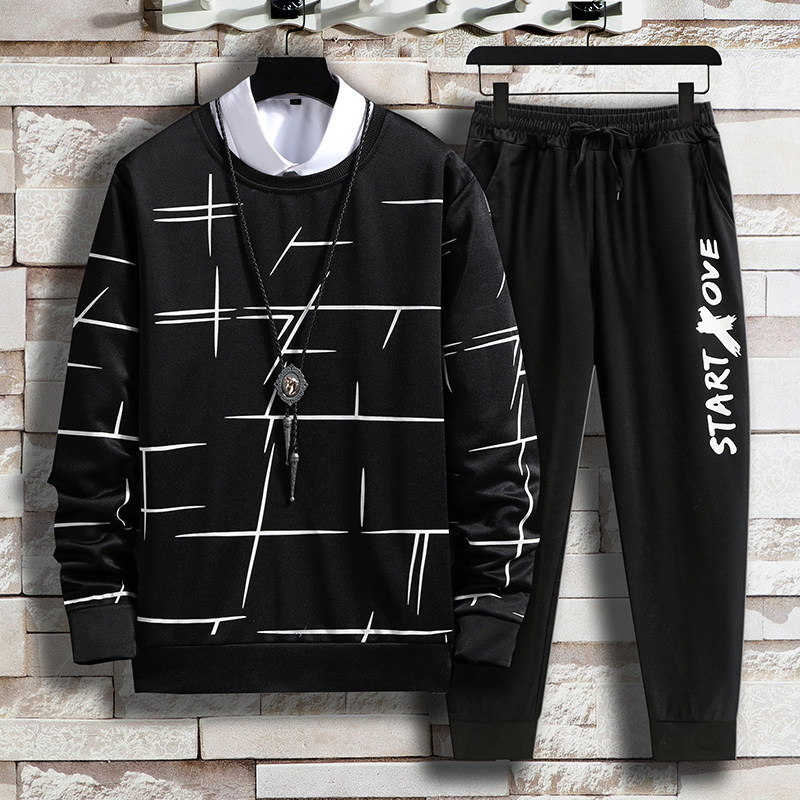 2022长期做新款圆领卫衣男士潮牌ins搭配帅气运动套装TZS20-P22，男装休闲套装，星座1402-1