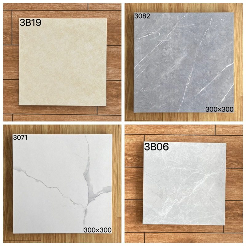 白色厨房瓷砖卫生间厕所灰色小地砖黄色防滑耐磨仿古砖300x300mm