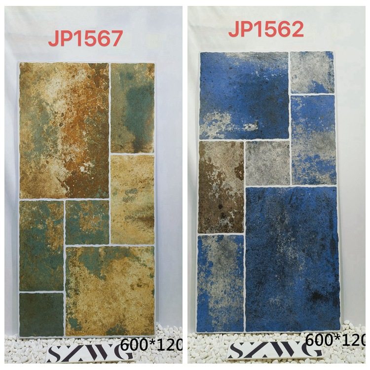 田园莱姆石仿旧古堡瓷砖别墅花园阳台户外露台防滑地板砖600X1200
