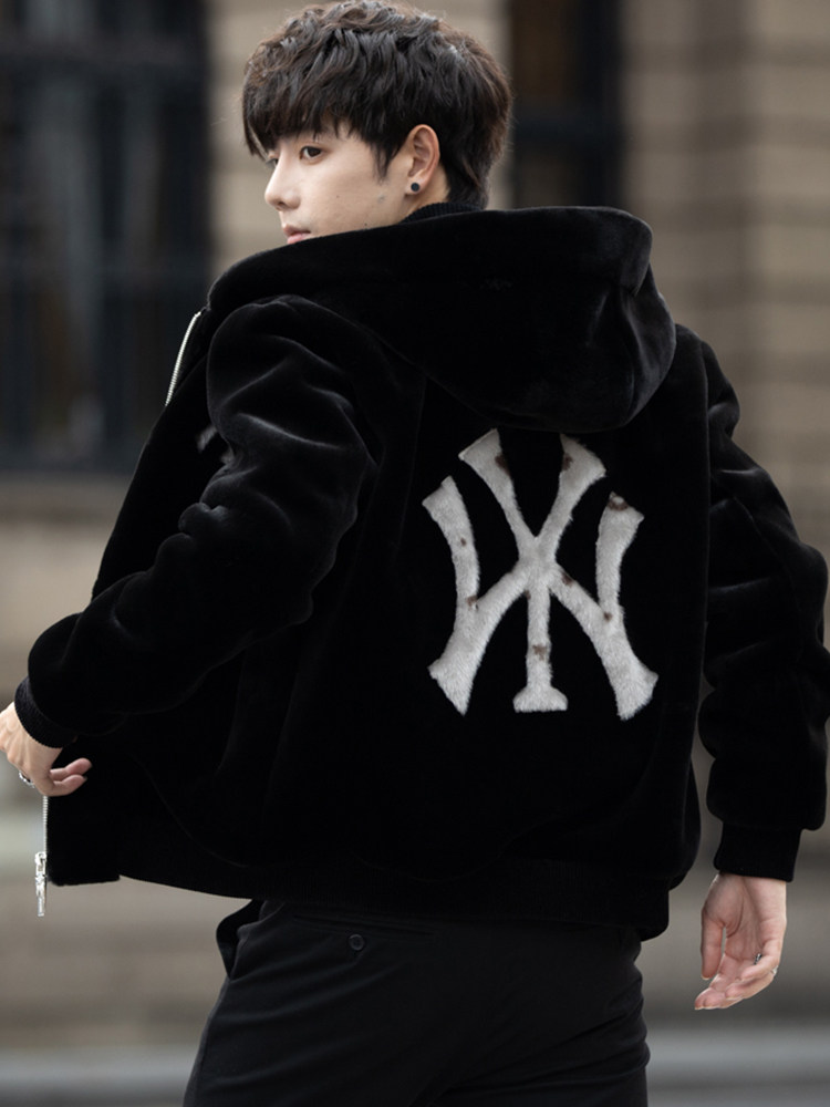 AUTUMN AND WINTER NEW MENS GOLD MINK PADDED JACKET TRENDY KOREAN CASUAL FUR FUR ONE HANDSOME JACKET