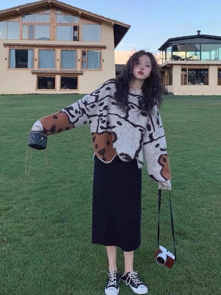 MATERNITY SUIT SPRING AND AUTUMN NEW KNITTED SWEATER FASHION JACKET FLEECE BELLY SUPPORT SKIRT TWO-PIECE SET WINTER AUTUMN AND WINTER