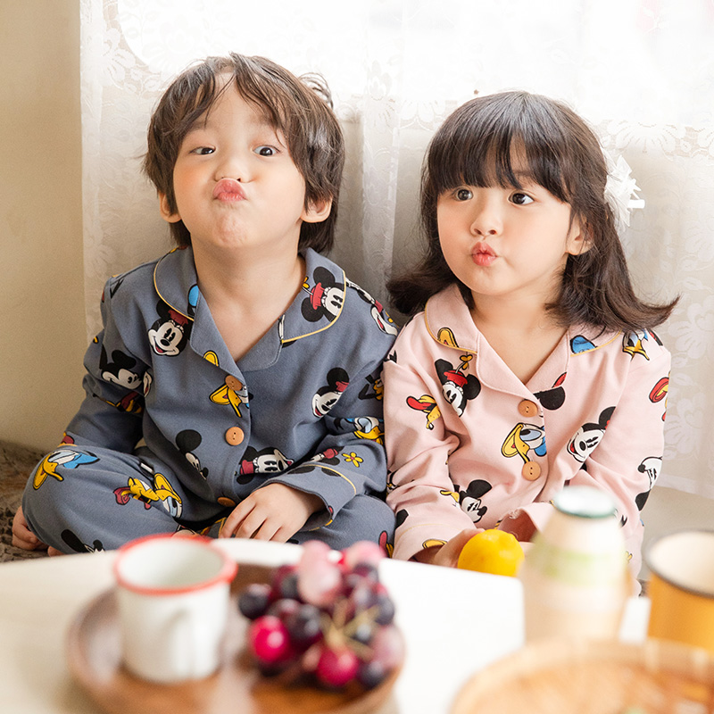 儿童睡衣女春秋薄款纯棉男童家居服套装长袖中大童秋款小男孩亲子