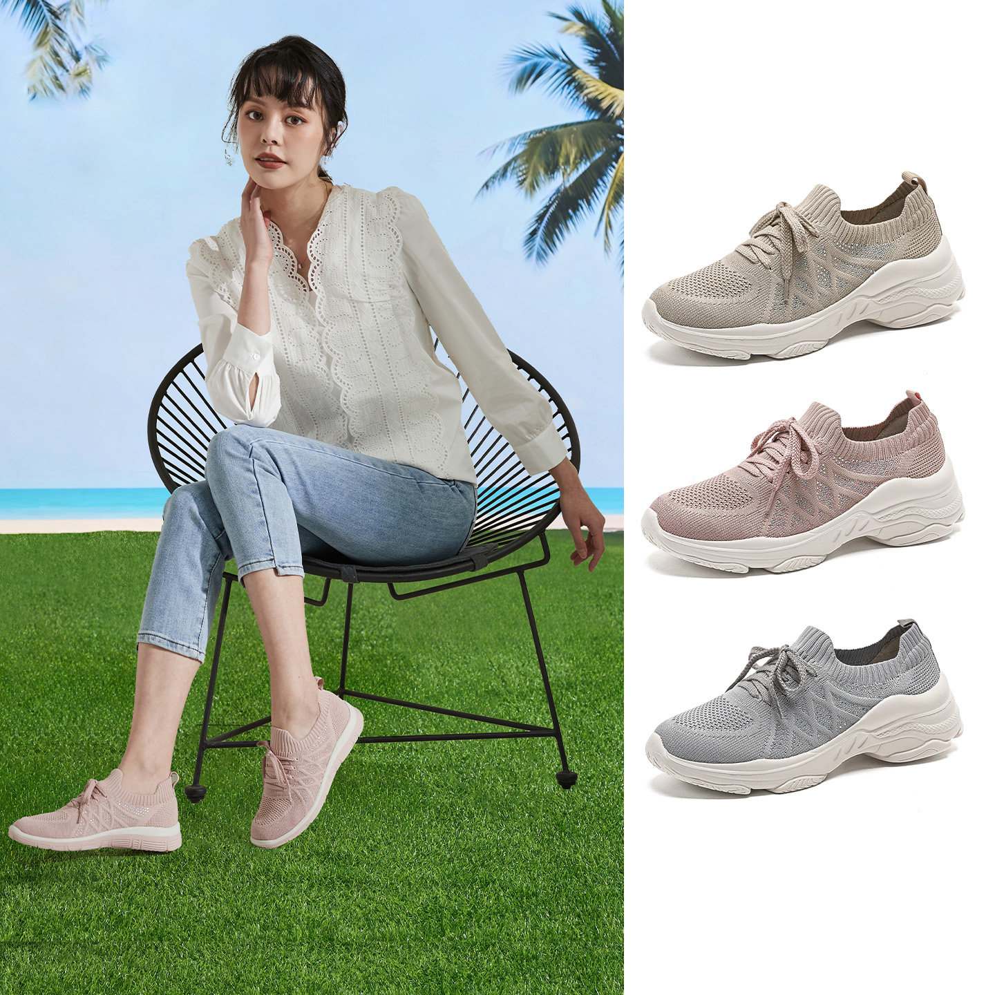 2026年春季新款女鞋防滑厚底轻便妈妈鞋子舒适网面透气中老年单鞋,女鞋,时尚休闲鞋,淘宝优惠券,粉丝福利购,淘宝优惠卷