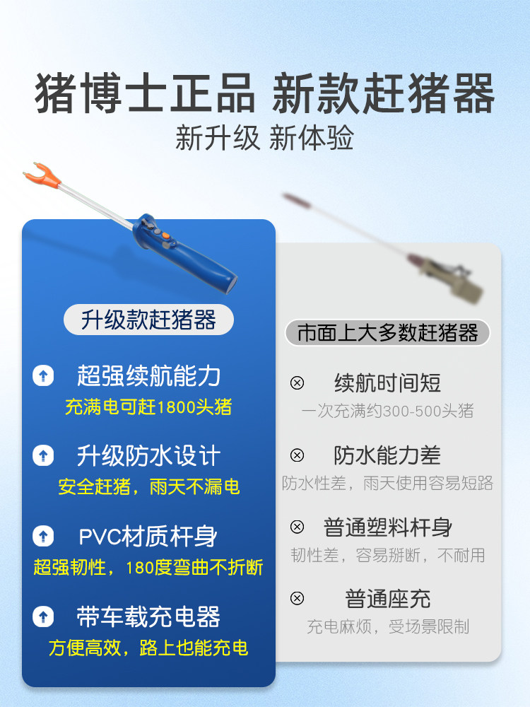 猪博士电动赶猪器防水赶猪神器大功率赶猪棒赶牛电辊大容量驱猪器