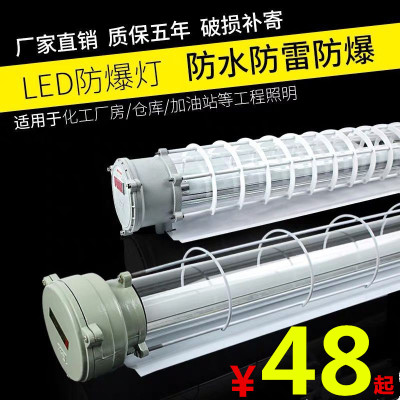 LED防爆灯荧光灯隔爆型单管双管车间厂房仓库灯罩灯管1x40w 2x40w