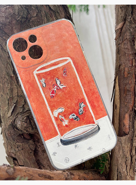 常玉小金鱼适用苹果11/1213p14romax可爱浮雕手机壳7/8plus/xr/xs全包防摔保护套华为vivo小米OPPO三星软壳