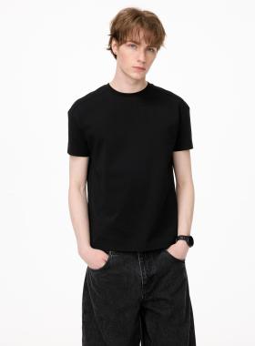 WEERE夏季冰感正肩通勤休闲短袖T恤男圆领纯色基础小领口上衣