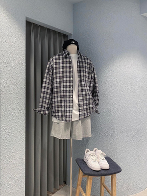 WEERE褶皱早秋长袖宽松休闲衬衣