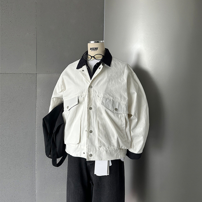 WEERE拼接牛仔假两件夹克外套