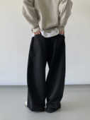 子高级感西裤 WEERE复古黑色阔腿裤 男宽松直筒休闲长裤