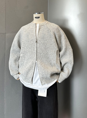 WEERE插肩袖针织开衫休闲宽松圆领百搭毛衣外套