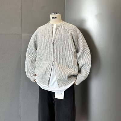 WEERE百搭圆领针织开衫毛衣外套