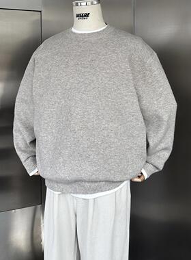 WEERE2024秋冬新款纯色圆领套头毛衣宽松休闲百搭针织上衣