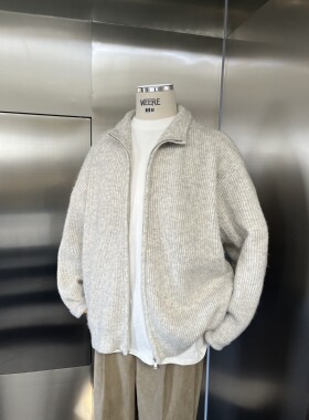 WEERE秋冬新品针织拉链外套原创慵懒宽松休闲高领毛衣开衫男女