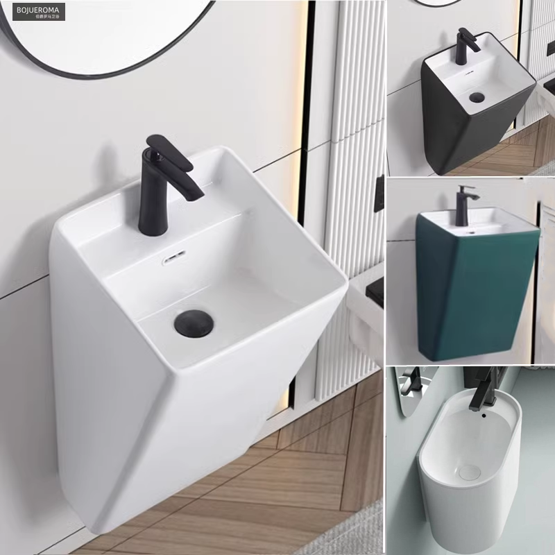 北欧陶瓷挂墙式洗手盆一体式壁挂洗脸盆小户型卫生间洗漱面盆阳台