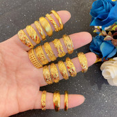 越南沙金款 女士介指加宽老年戒 活口可调节古法戒指亮面素简约男款