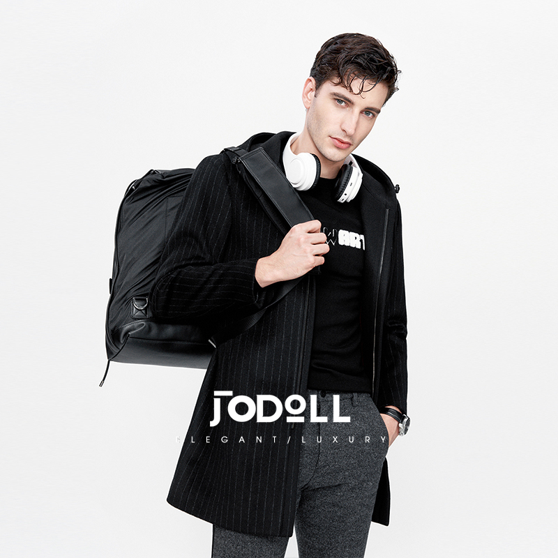 条纹中长款大衣JODOLL冬季