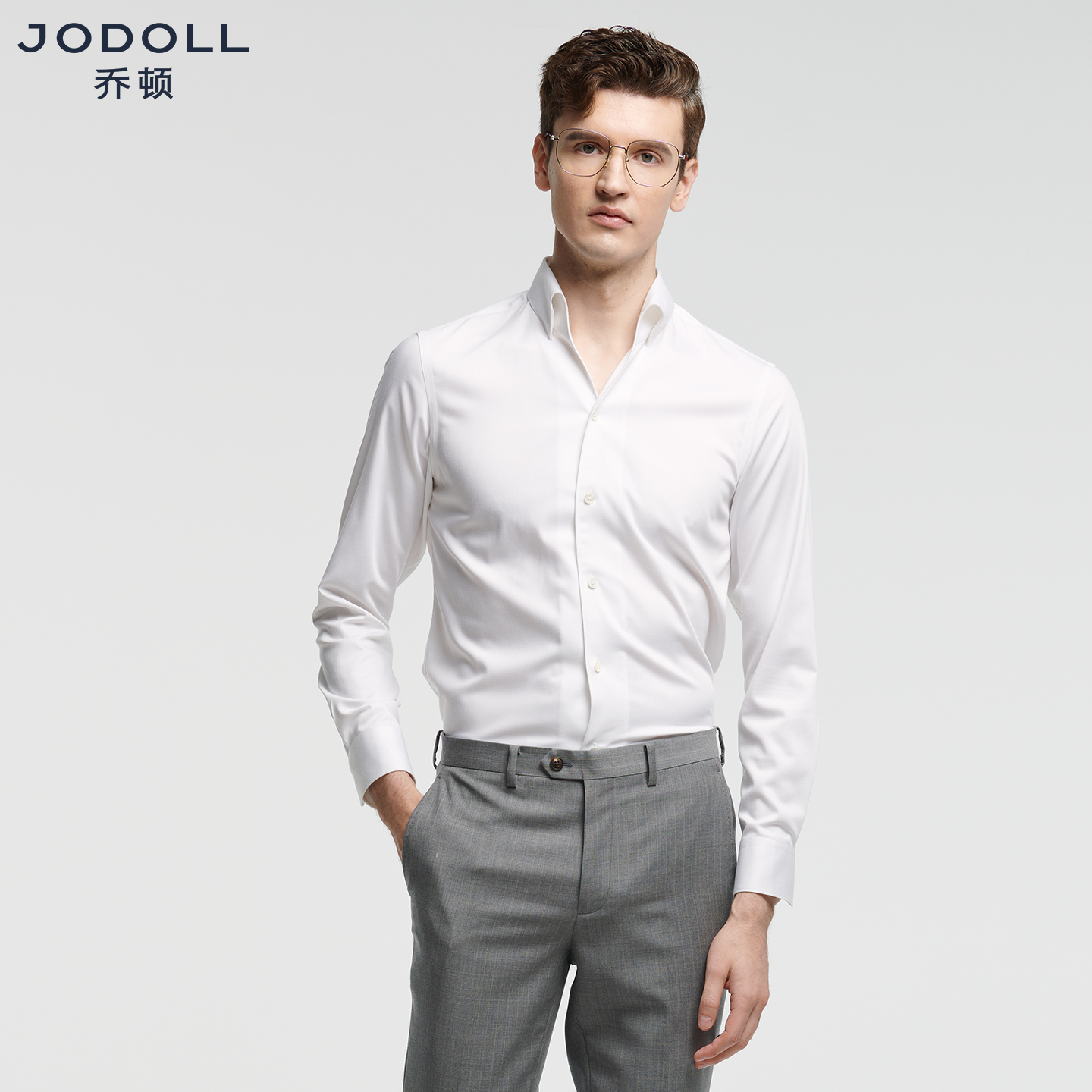 Jodoll乔顿冰丝衬衫抗皱衬衣