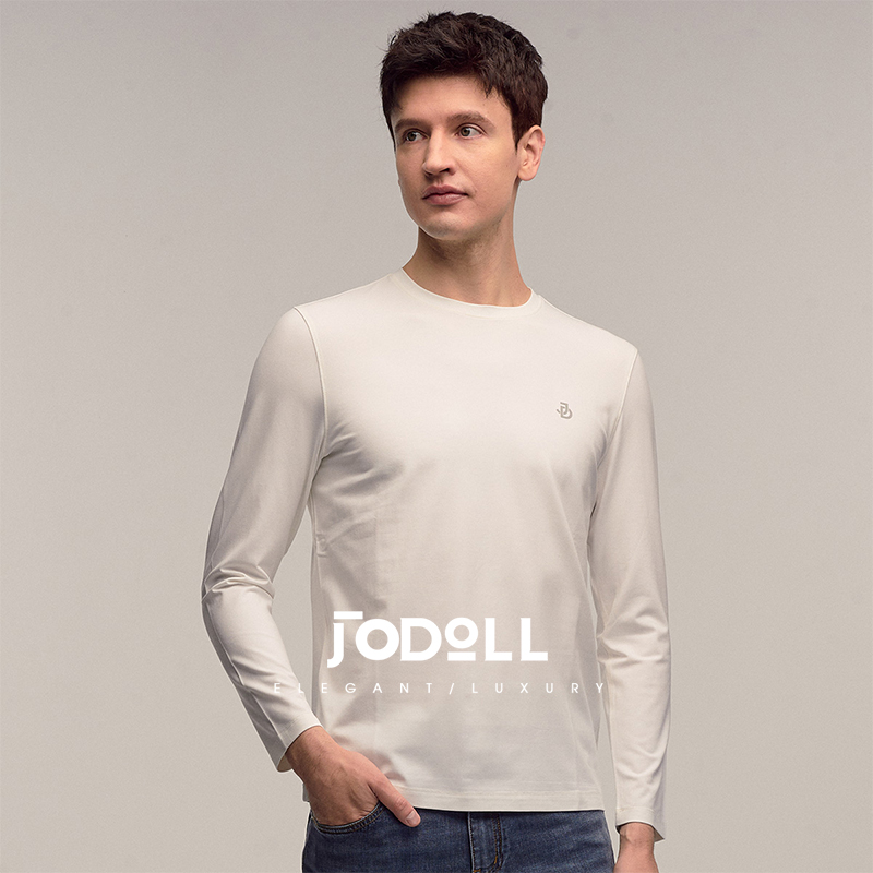 JODOLL休闲男胶印长袖T恤莫代尔