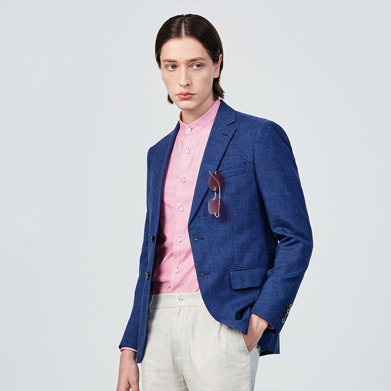 JODOLL乔顿秋冬羊毛亚麻西服男时尚商务休闲桑蚕丝小西装外套单