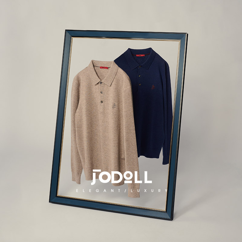 乔顿男潮流休闲翻领纯色羊毛衫