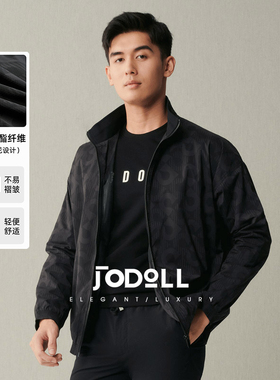 乔顿2025秋冬男士夹克外套潮流时尚印花黑色立领运动休闲拉链衫