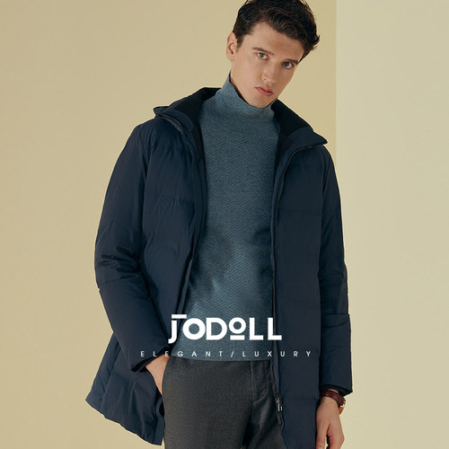 保暖休闲中长款羽绒服JODOLL连帽