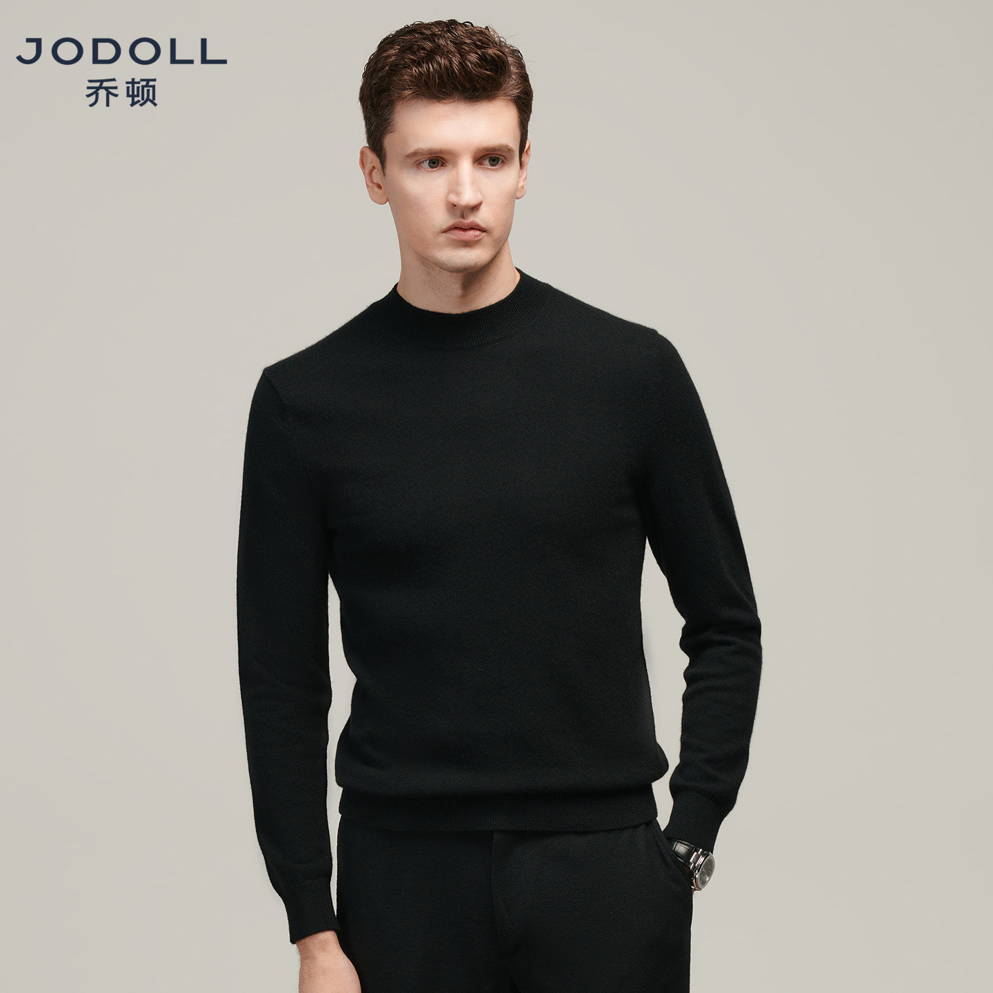 JODOLL乔顿【100%山羊绒】半高领毛衣男士保暖舒适百搭打底