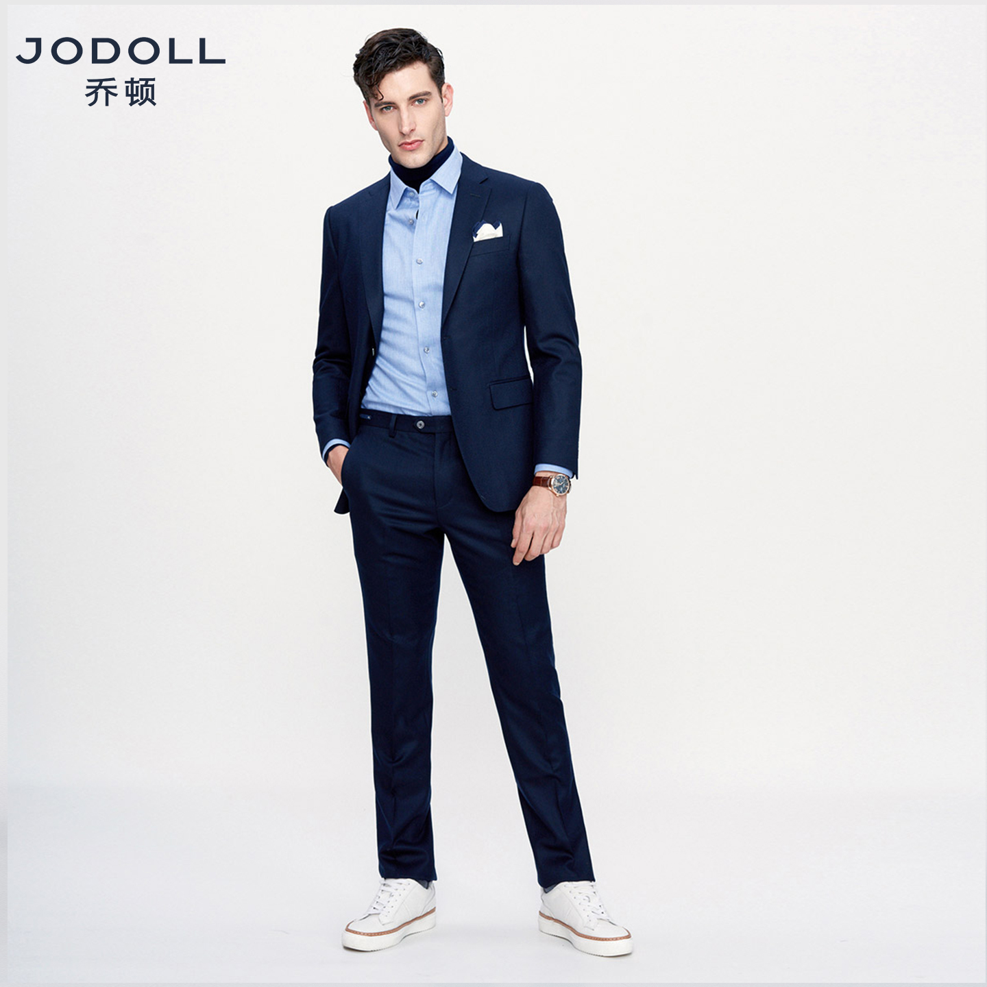 乔顿男商务正装修身羊毛西服套装