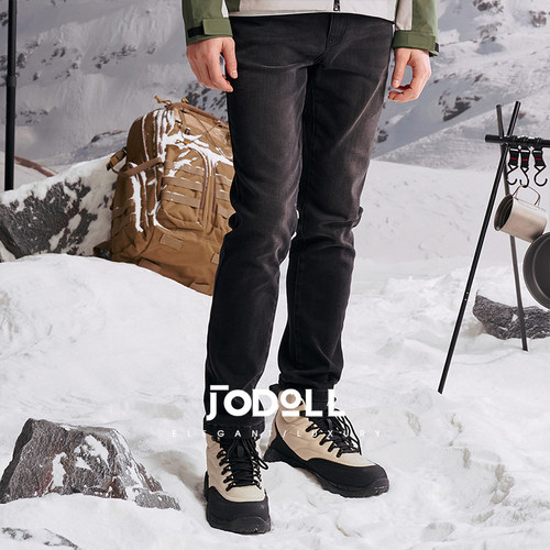 加厚牛仔裤JODOLL保暖拉链水洗
