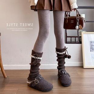 秋冬款焦糖可可洛丽塔JK袜套小腿针织日系花边保暖少女可爱堆堆袜