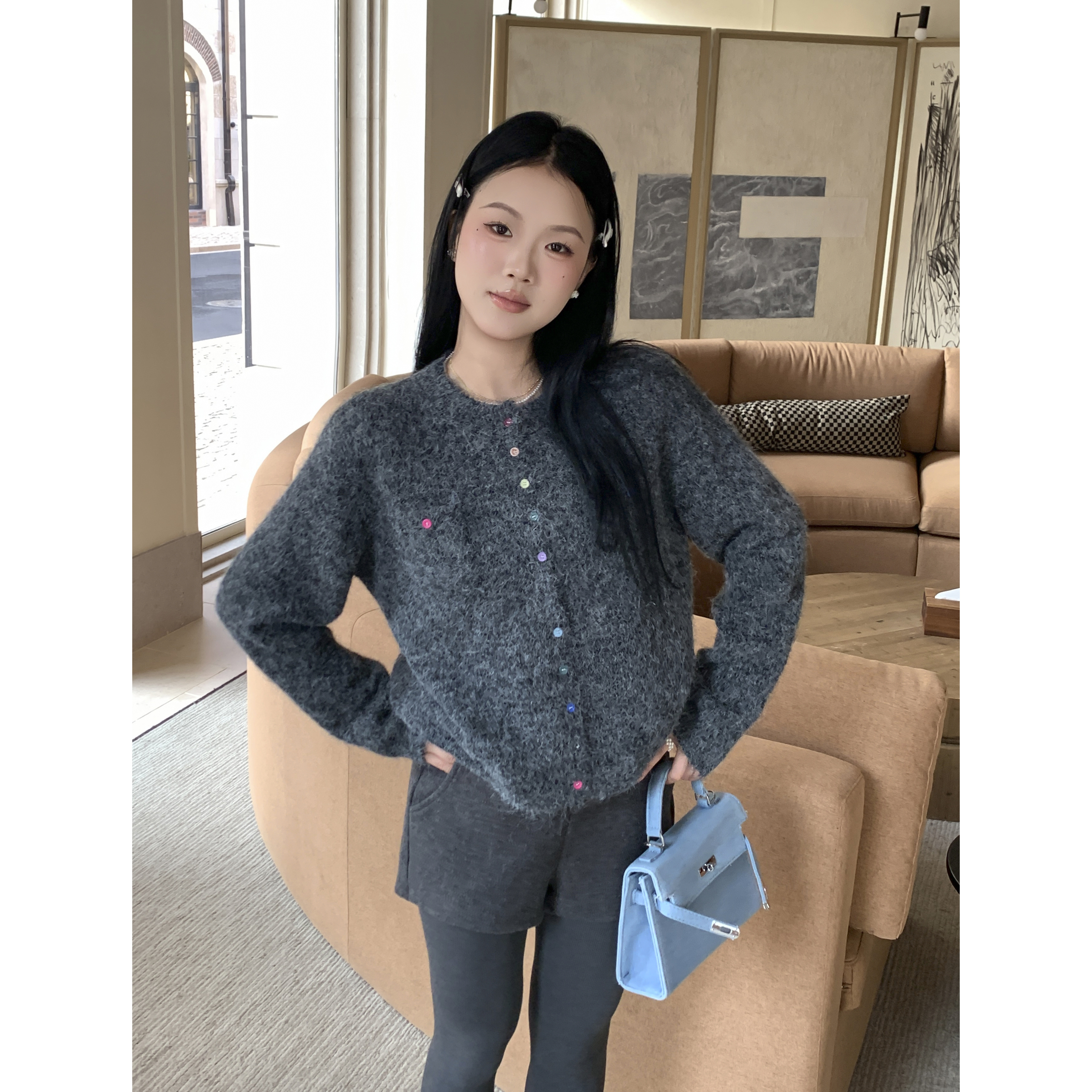 张小醒DRESS STUDIO棕色毛衣开衫外套女秋冬加厚软糯懒风针织上衣,女装/女士精品,毛针织衫,淘宝优惠券,粉丝福利购,淘宝优惠卷