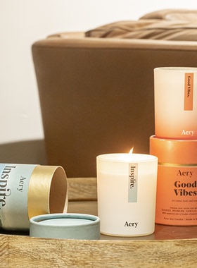 Aery英国玻璃杯香薰蜡烛家用室内香氛植物精油无烟大豆蜡高级礼物