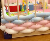 ins超粗毛线长条打结床围 婴儿床宝宝床缠绕防撞保护木质围栏软包