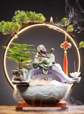 新中式招财喷泉摆件开业送礼