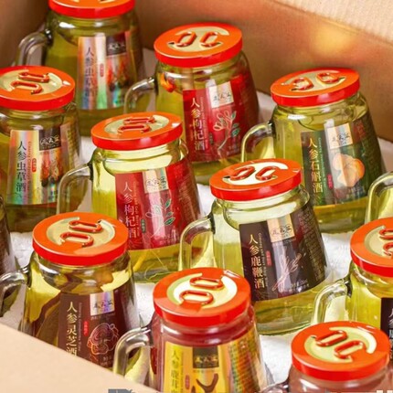 人参多宝酒一箱12瓶 6种酒人参枸杞鹿鞭鹿茸血灵芝石斛酒52度礼盒