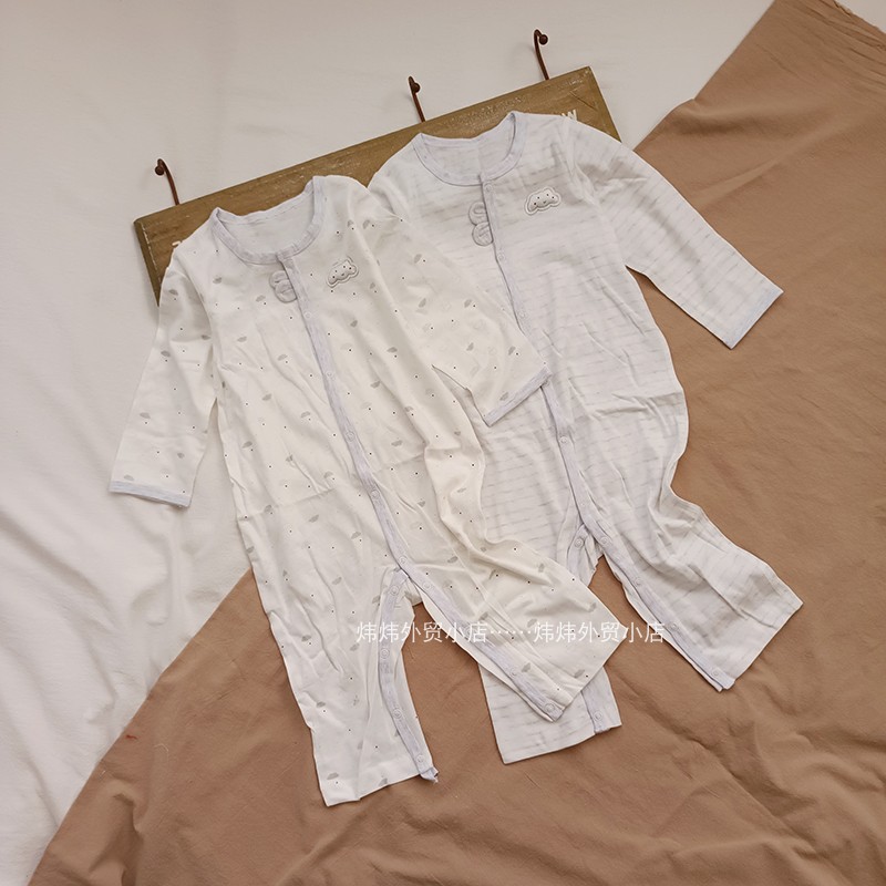 瑕疵处理纯棉宝宝连体衣 夏季薄款新生儿连身爬服长袖包屁哈衣秋