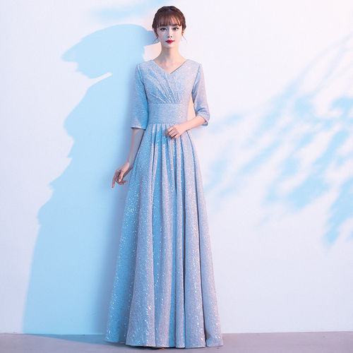 大合唱团演出服女长裙2026新款诗歌钢琴朗诵独唱主持人晚礼服秋冬