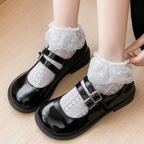 日系jk蝴蝶结蕾丝花边短袜