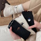 AB款 花边袜子女春秋日系可爱中筒袜ins潮棉袜刺绣字母韩版 堆堆袜