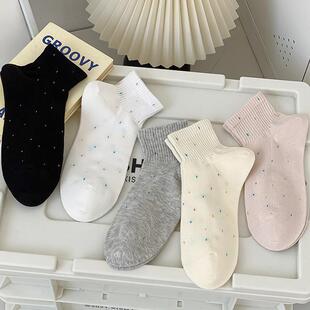 彩色点点袜子女春夏薄款 短袜简约好穿低帮短筒浅口吸汗透气网眼袜