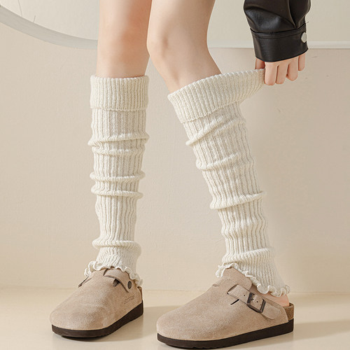 日系辣妹堆堆款亮丝过膝袜套