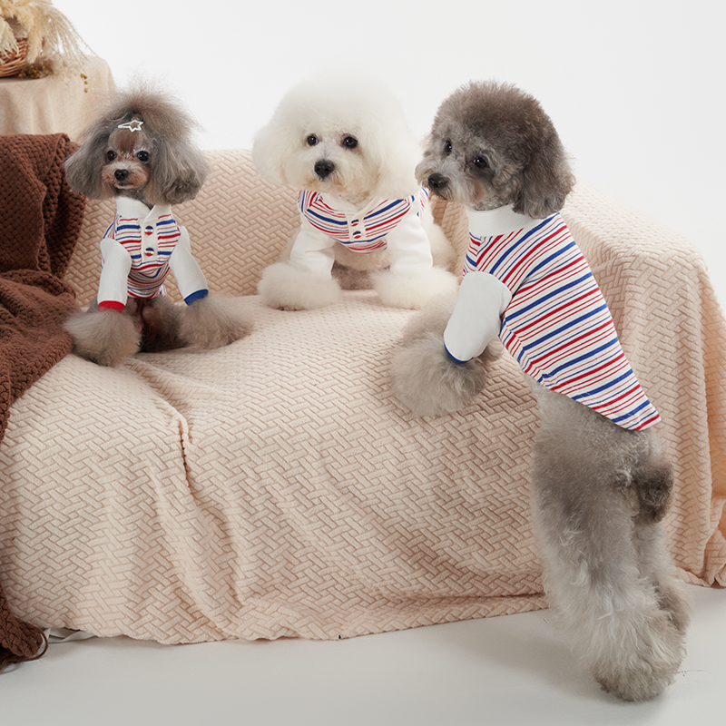 Sniff宠物狗狗秋冬装彩色复古条纹针织衫泰迪比熊中小型犬衣服