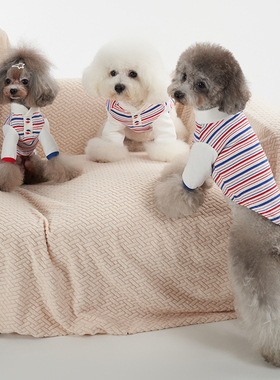 Sniff宠物狗狗秋冬装彩色复古条纹针织衫泰迪比熊中小型犬衣服