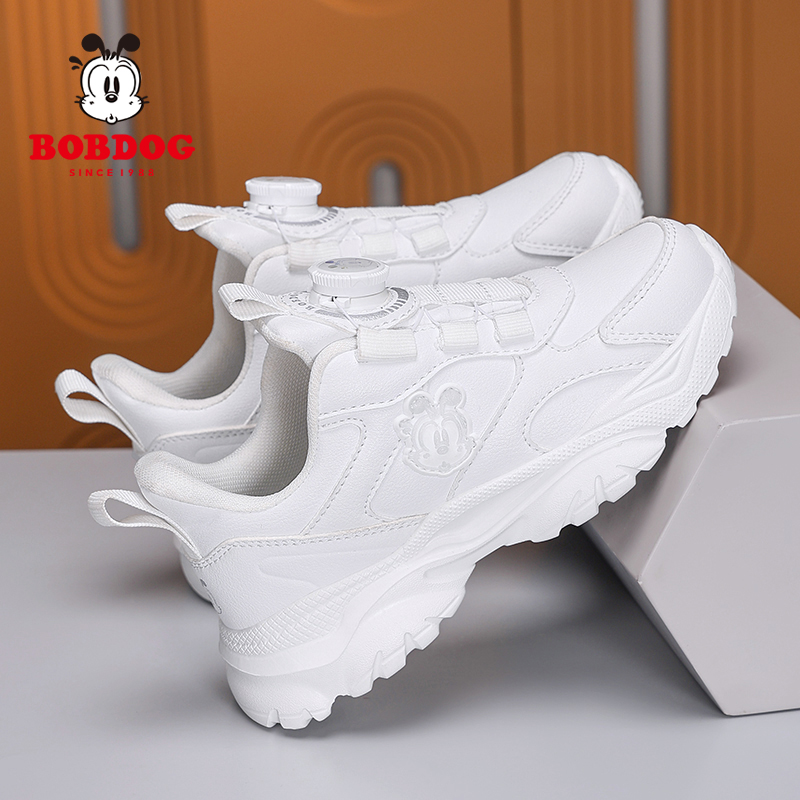 巴布豆儿童小白鞋男童白色运动鞋