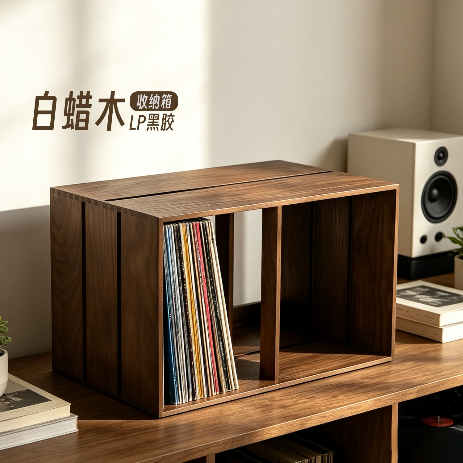 实木黑胶唱片收纳架大容量LP收藏箱家用展示柜桌面CD碟片置物架